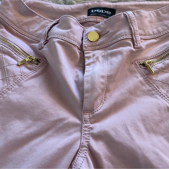 Bebe pants pale pink with gold zipper ankles and pockets - Picture 1 of 4